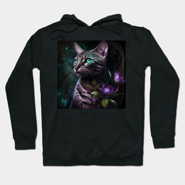 Bengal Cat Portrait Hoodie by Enchanted Reverie